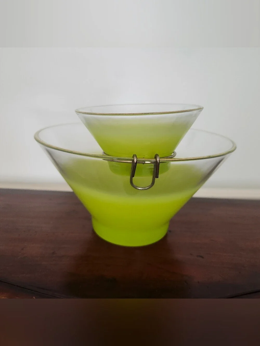 Retro Chip and Dip Set Capri Federal Glass Vintage Green Frosted Glass